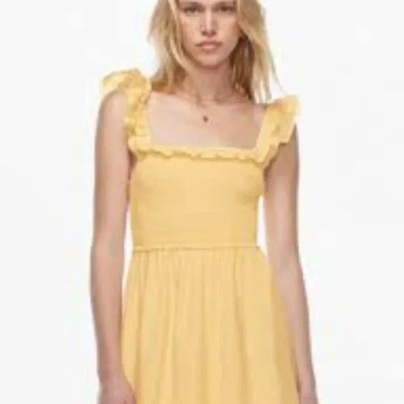 Wilfred Pink Reminisce Dress Smocked Midi Dress Ruffled  S - Picture 3 of 12